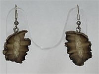 Beautiful Pair Of Fossilized Walrus Ivory Earrings