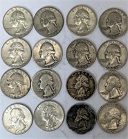 16x Washington 90% Silver Quarters