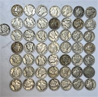 A Roll Of 50x Mercury 90% Silver Dimes