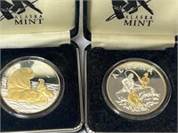 2x 1oz Silver Medals Struck By The Alaska Mint