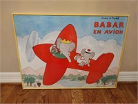 Babar en Avion Framed Vintage Print