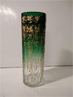 Antique Green-To-Clear Crystal Vase