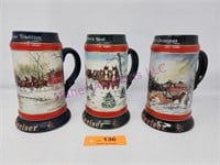 Budweiser Holiday Steins '90-92