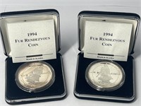 2x 1994 Fur Rondy 1oz Silver Medallions.