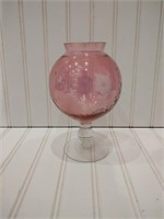 Vintage Pink Etched Glass Vase