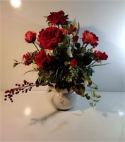 Ceramic Pot w/ Faux Rose Floral Arrangement