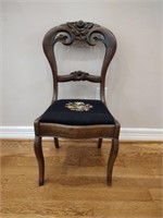 Antique Carved Chair w/ Needle Point Seat