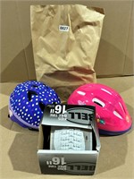 Lot of two kids bicycle helmets & new 16"  tire