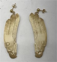 Fossil Ivory Eagle Earrings