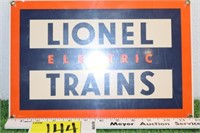 Lionel Train porcelain enamel sign