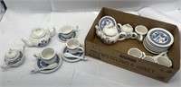 Large Set of Child's Blue Willow Tea Set