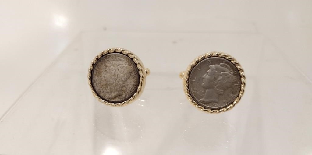 Mercury Dime Cuff Links