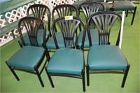 6 green chairs