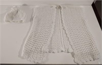 Vintage Crocheted White Sweater w/ Hat