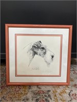 Vintage Fox Terrier Signed and Framed Art Print
