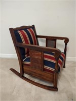 Art-Deco Cane Side Wood Rocker