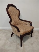 Antique Carved Arm Chair w/ Nail Head Trim