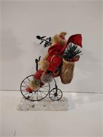 Fabric Mache Santa on Bicycle