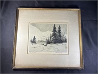 "A Mountain Lake" Etching by Charles W. Dahlgreen