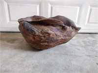 Large Carved Burl Wood Bowl