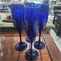 Blue Stemmed Champagne Glasses