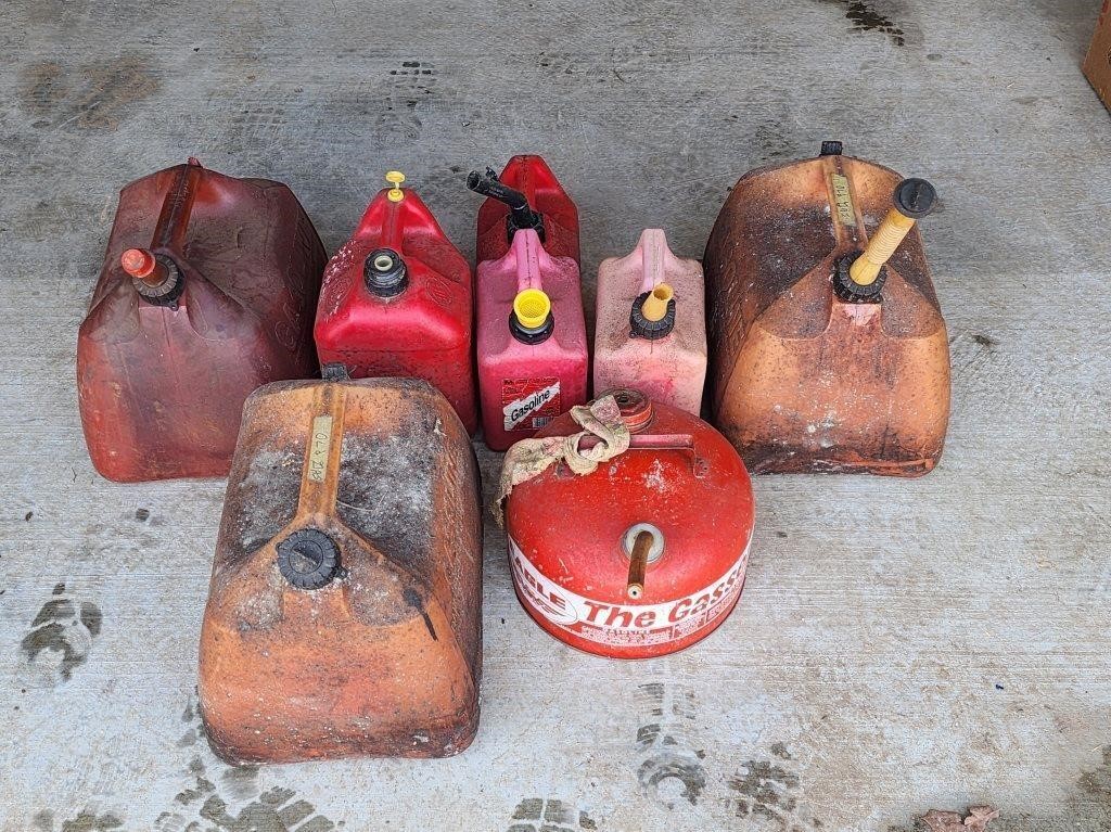 Assorted Plastic and Metal Gas Cans