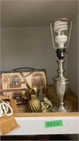 Lamp, Brass Vase, Electric Knife,  Lunch Pail