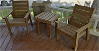 (2) OUTDOOR WOOD CHAIRS & TABLE