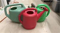 3 Plastic Watering Cans