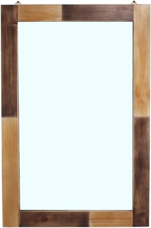 Rustic Flat Wood Frame Hanging Wall Mirror