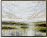 Dramatic Golden Hand Painted Abstract Landscape