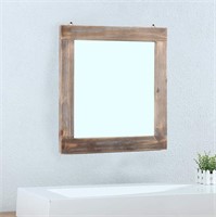 Rustic Flat Wood Frame Hanging Wall Mirror
