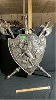 Vintage Cast Metal Lion Coat of Arms Knights