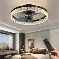 19.7 Inch Flush Mount Ceiling Fan Light - BLACK