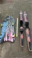 Set Skis and Snow Boogie Board