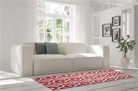 Modern Geometric Runner Rug 31IN X 5FT RED/GREY