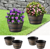 4 Pack Whiskey Barrel Garden Planters