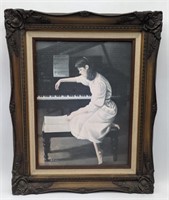 (JL) Woman at Piano oil painting 21x17in, signed
