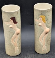 (JL) Vintage naked lady vases 7in h