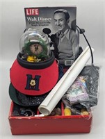 (JL) Disney memorabilia, hats, clock, magazine