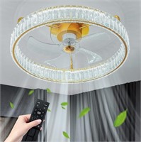21.6Inch Flush Mount Crystal Ceiling Fan Light