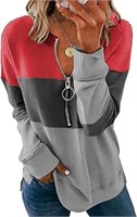 Ebifin Womens Color Block Sweatshirt -Large