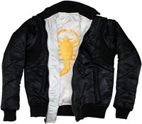 Scorpio Logo Quilted Satin Bomber Jacket Size: XXL