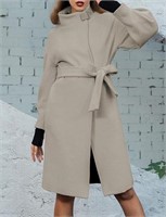 Women's Long Wool Coat BROWN-SIZE XL