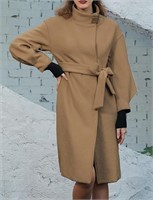 Women's Long Wool Coat KHAKI- SIZE: XXL
