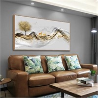 White and  Gold Ink Landscape Canvas Wall Art
