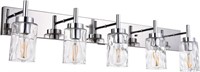 5 Light Farmhouse Bathroom Light Fixture - Chrome