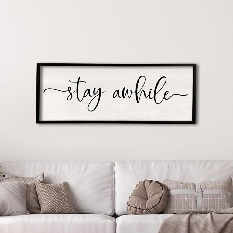 Stay Awhile Sign Wall Decor 24"X10"