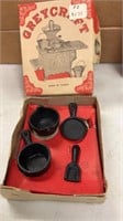 Grey craft miniature cast iron pots and pans toy