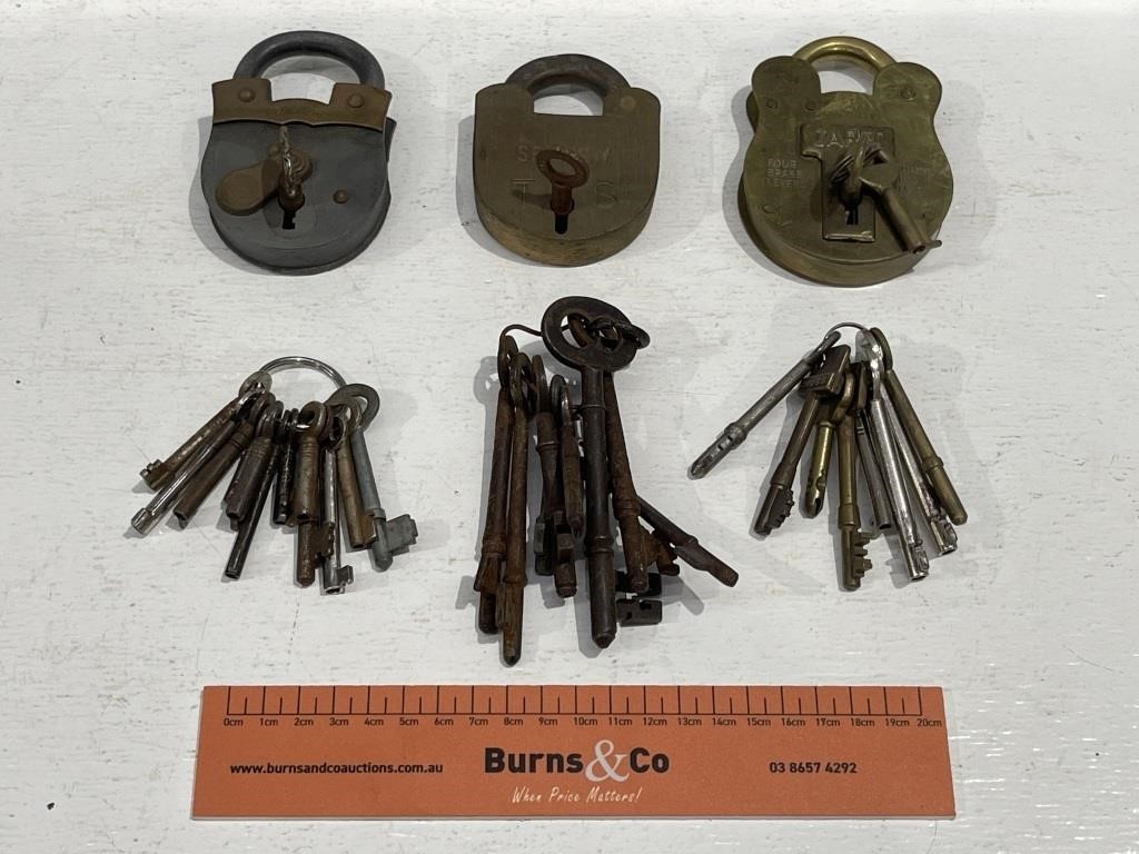 3 x Padlocks & Assorted Keys